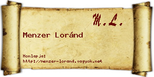 Menzer Loránd névjegykártya